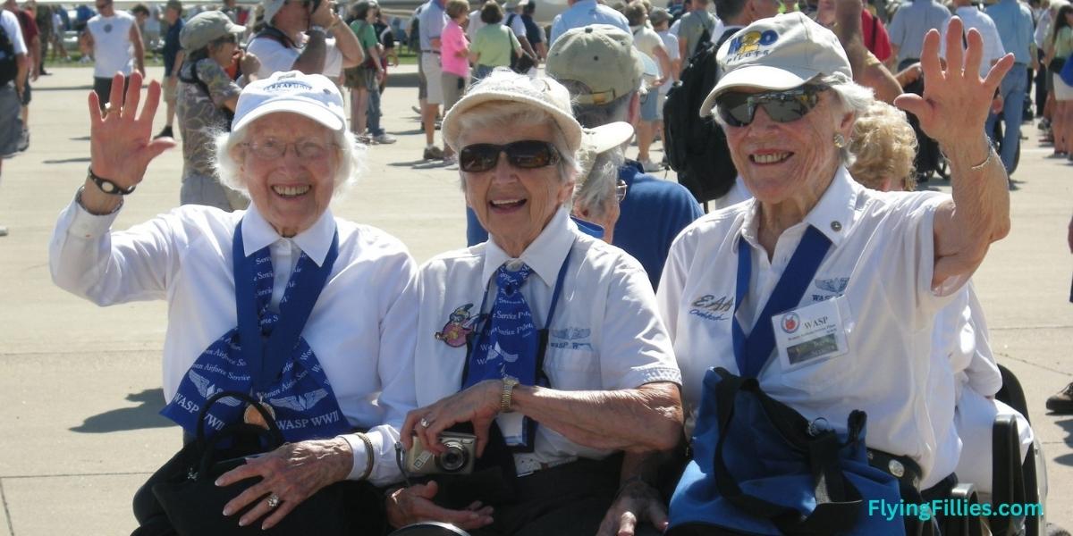 adventures in the sky podcast - e01 -far left-Jan Goodrum-middle-Mary Anna Martin Marty-right-Dawn Seymour-at-Oshkosh-2011